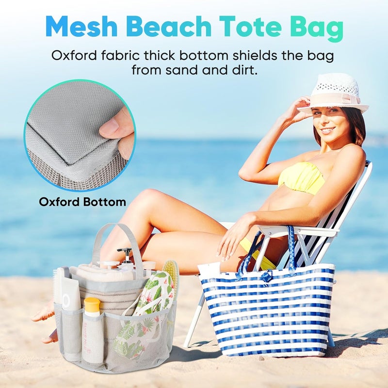 EUDELE Mesh Shower Caddy Portable for College Dorm Room Essentials,Shower Caddy Dorm with 8-Pocket Large Capacity for Beach,Swimming,Gym,Travel essentials - Image 5